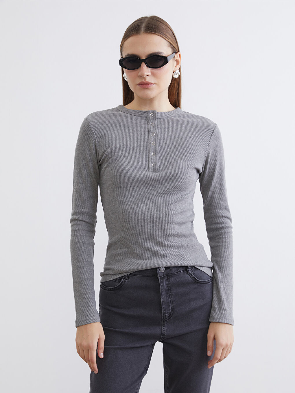 Women's Ribbed Bodysuit with a Crew Neck