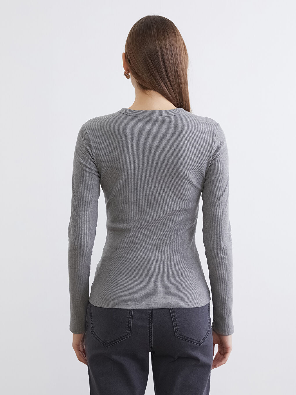 Women's Ribbed Bodysuit with a Crew Neck-3