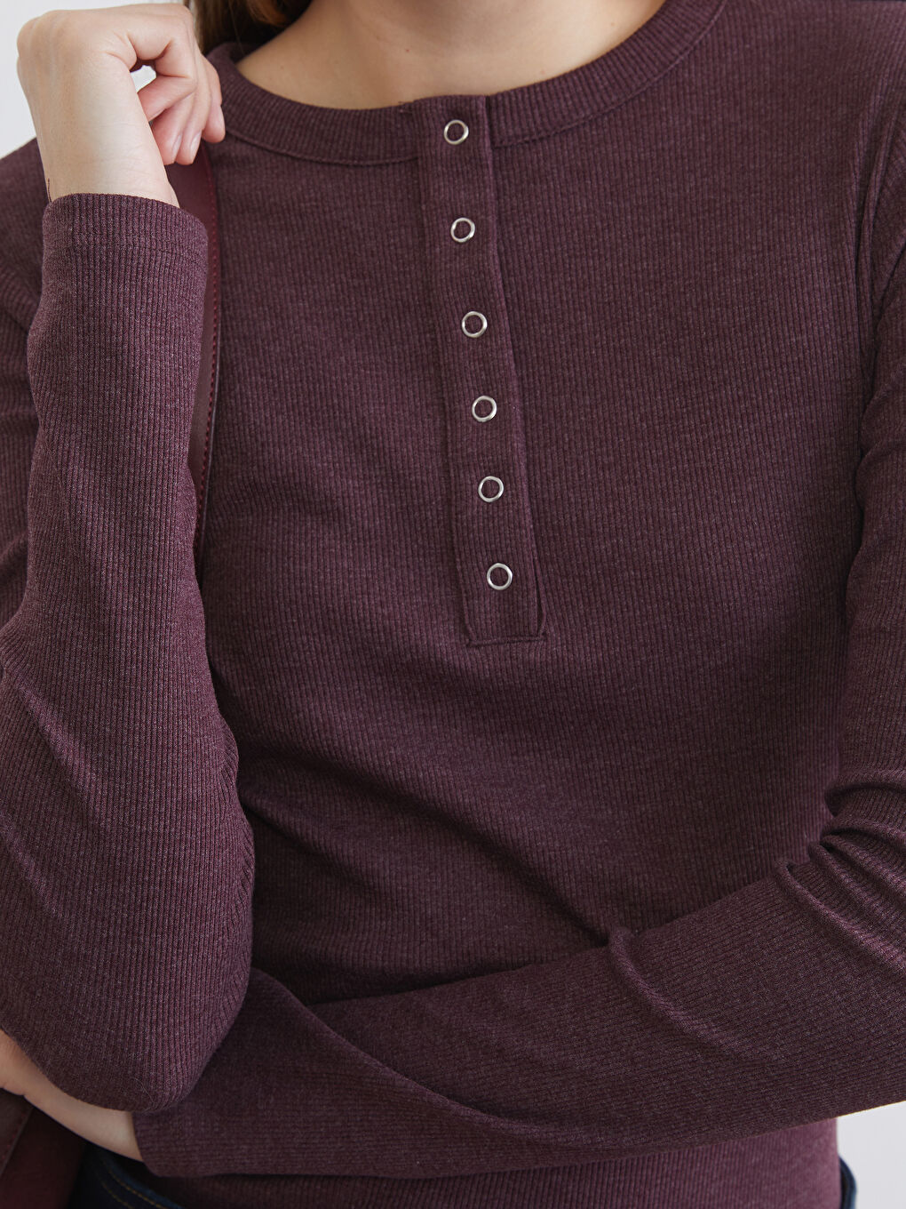 Women's Ribbed Bodysuit with a Crew Neck-2