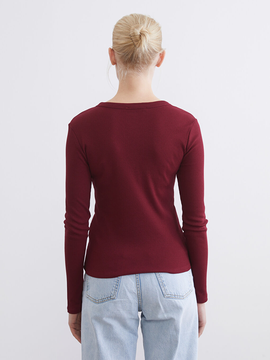 Женское боди из рибаны с круглым вырезом-3