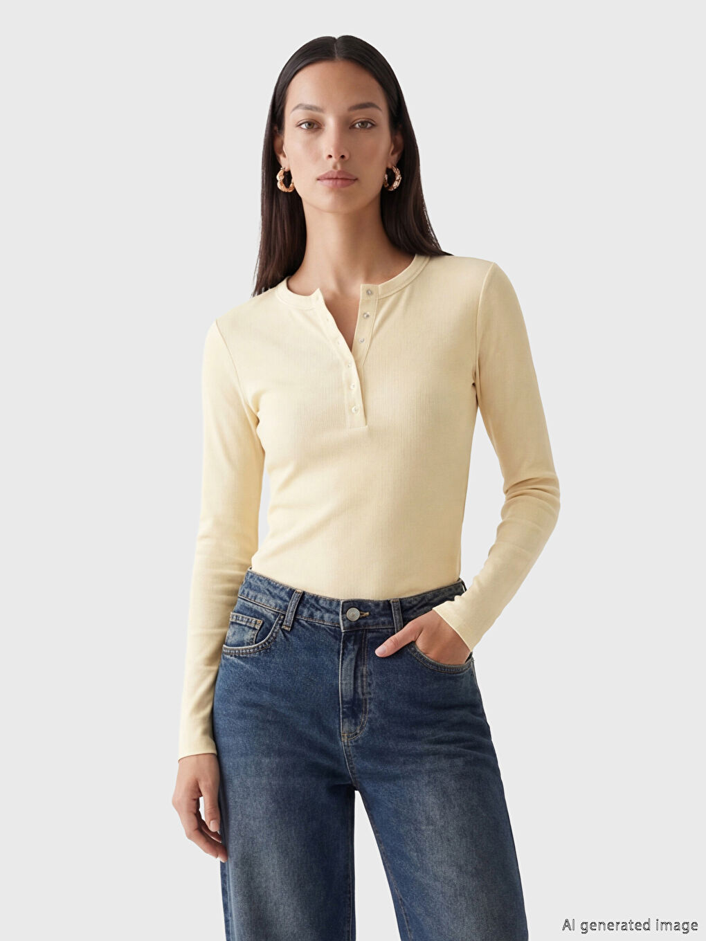 Bej Bisiklet Yaka Fitilli Kadın Body