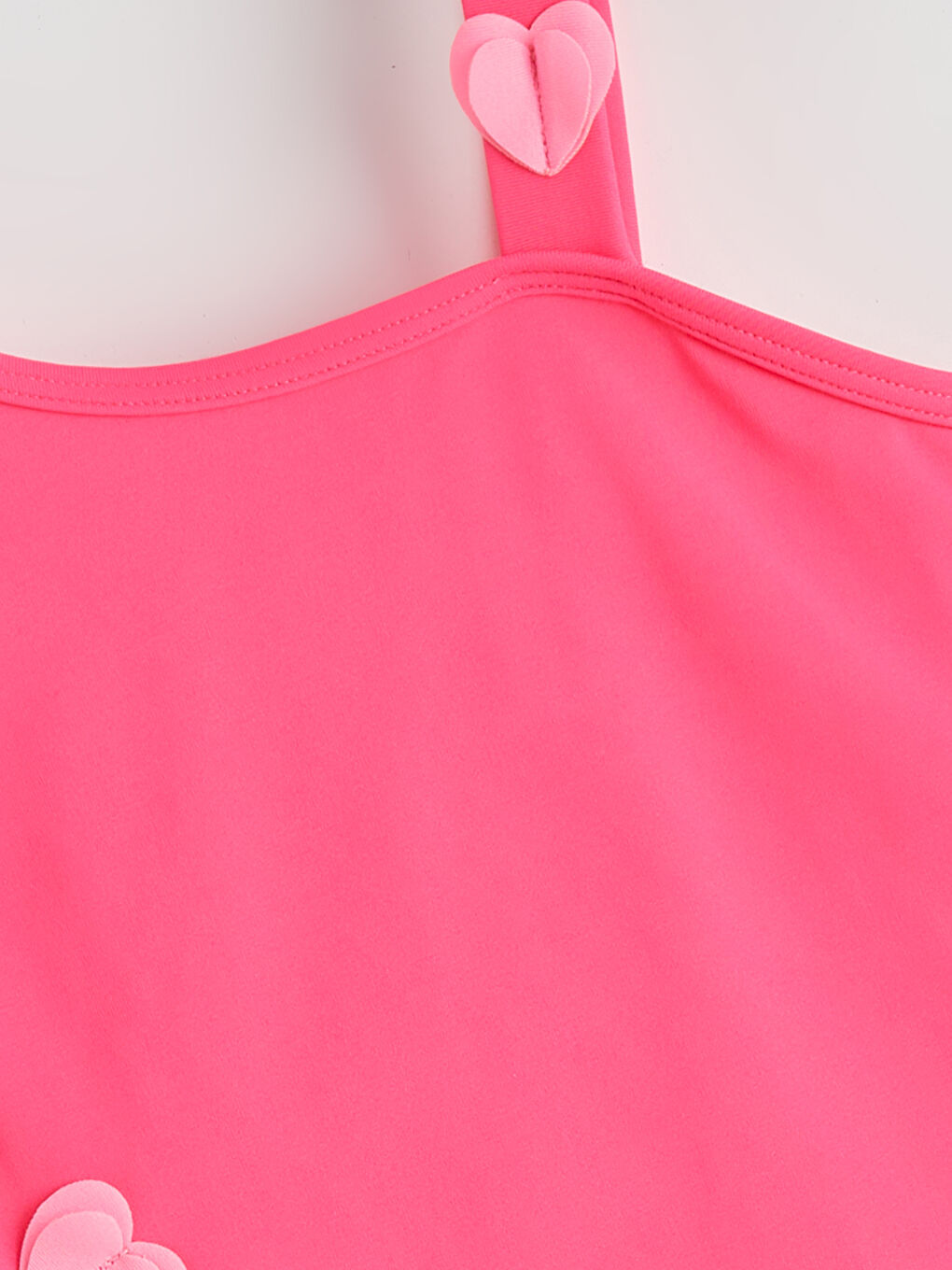 Pembe Kalp Aplikeli Fırfırlı Kız Çocuk Mayo-1