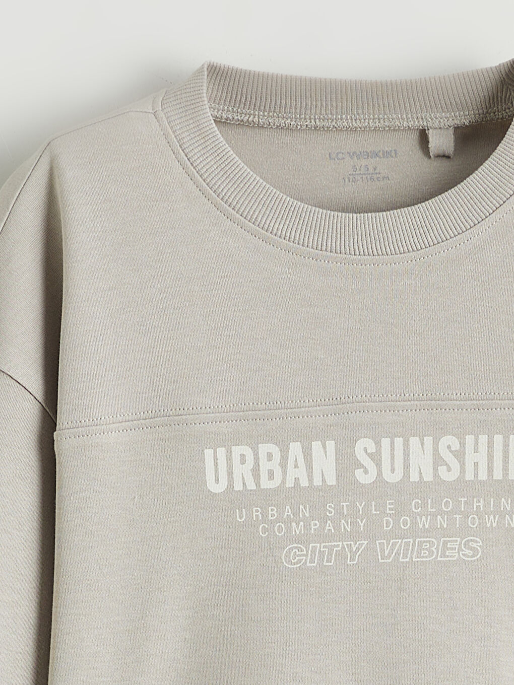 Gri Bisiklet Yaka Baskılı Erkek Çocuk Sweatshirt-1