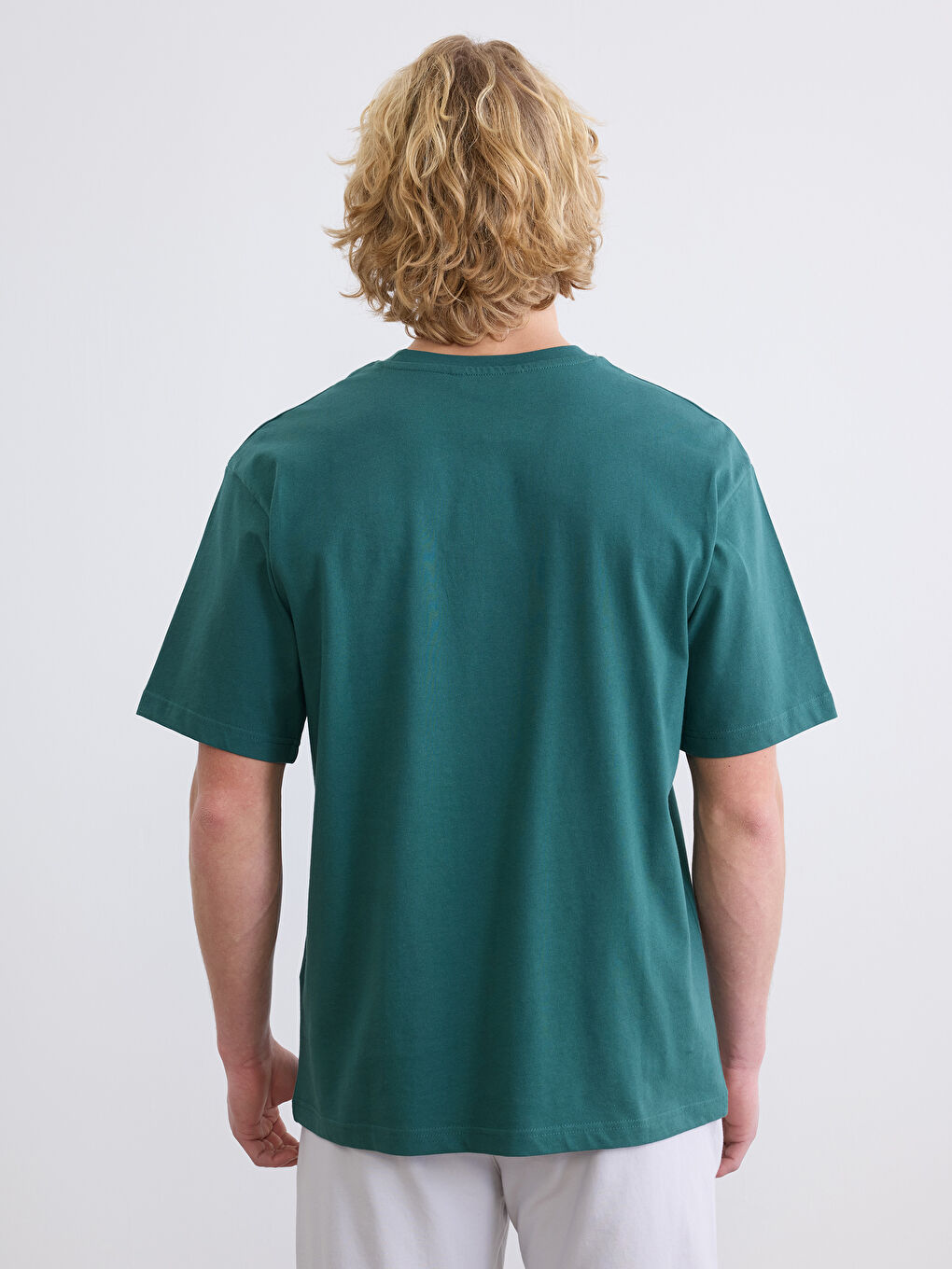 Yeşil Bisiklet Yaka Baskılı Erkek Tişört-3