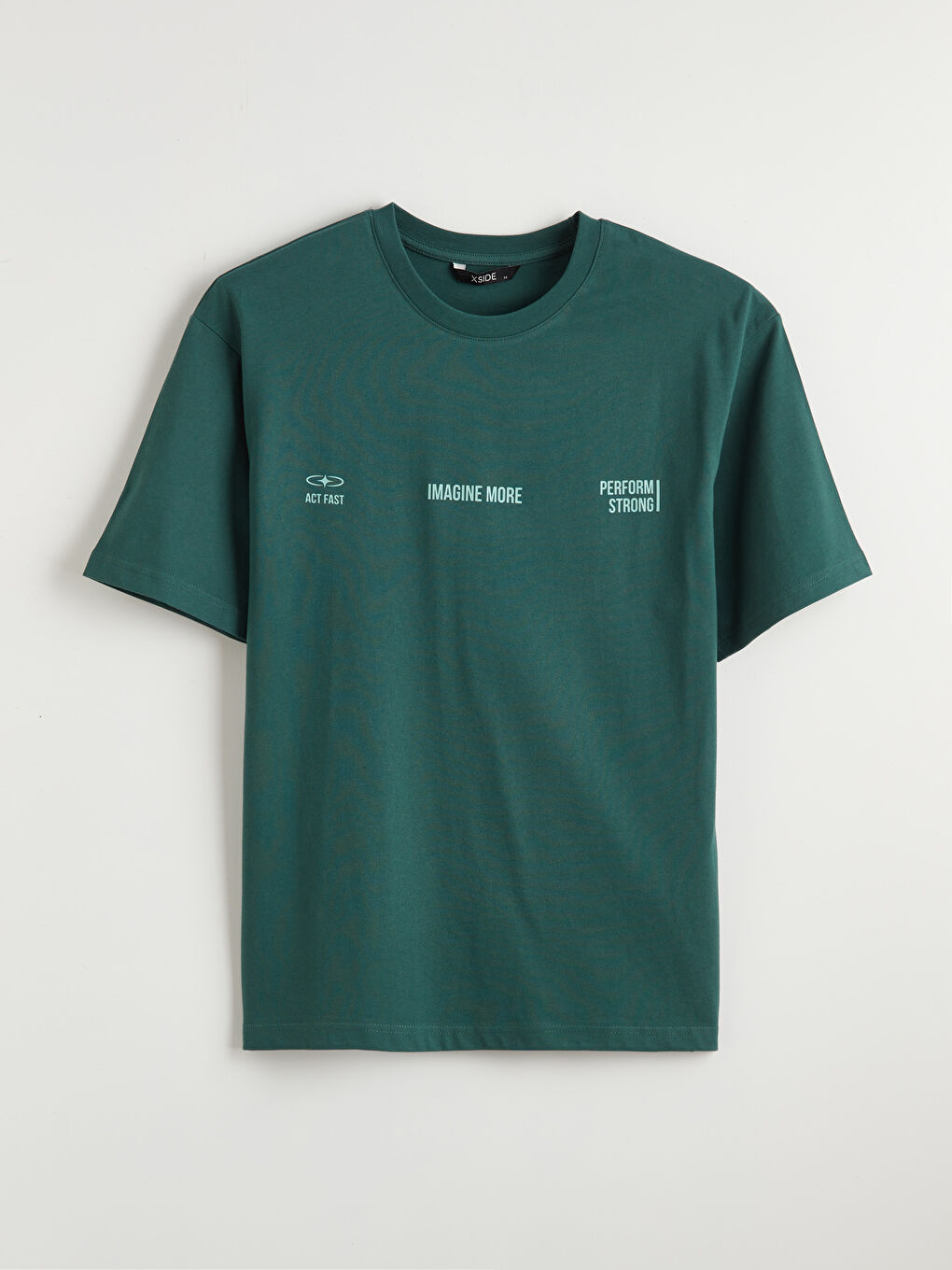 Yeşil Bisiklet Yaka Baskılı Erkek Tişört-4