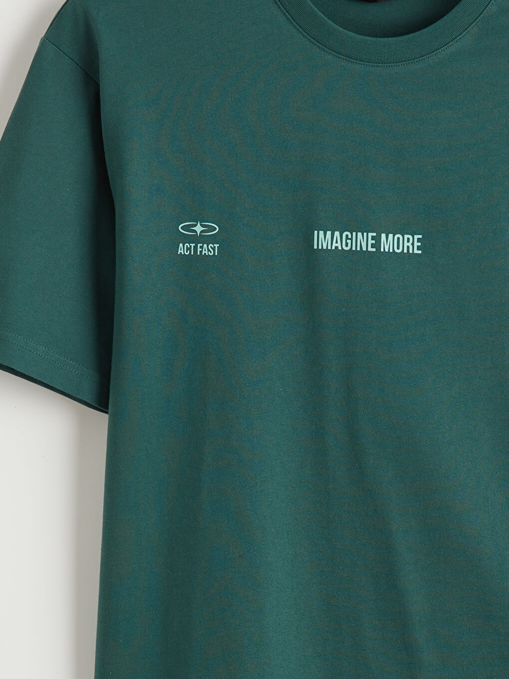 Yeşil Bisiklet Yaka Baskılı Erkek Tişört-5