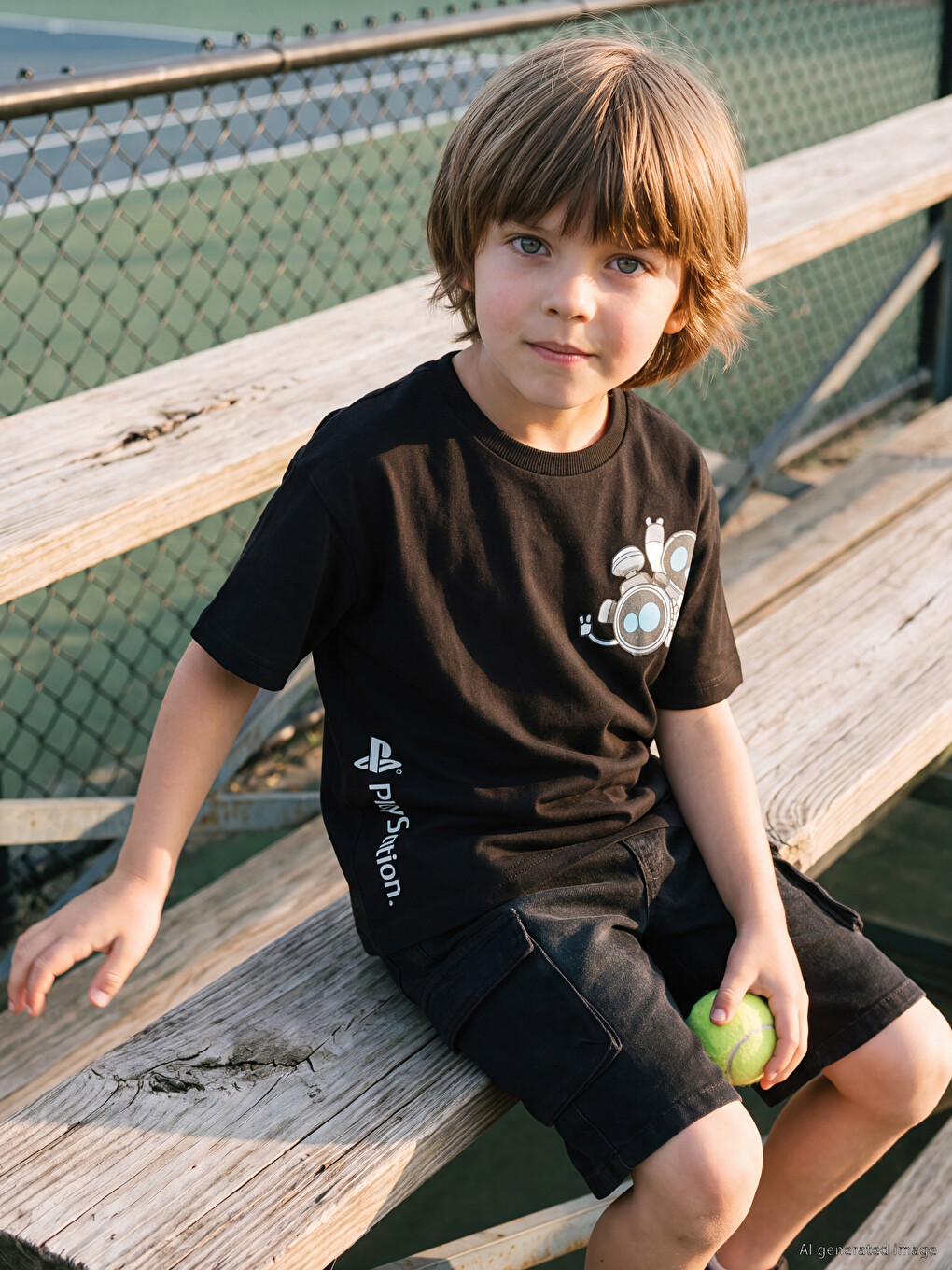 Crew Neck Playstation Printed Boys' T-shirt