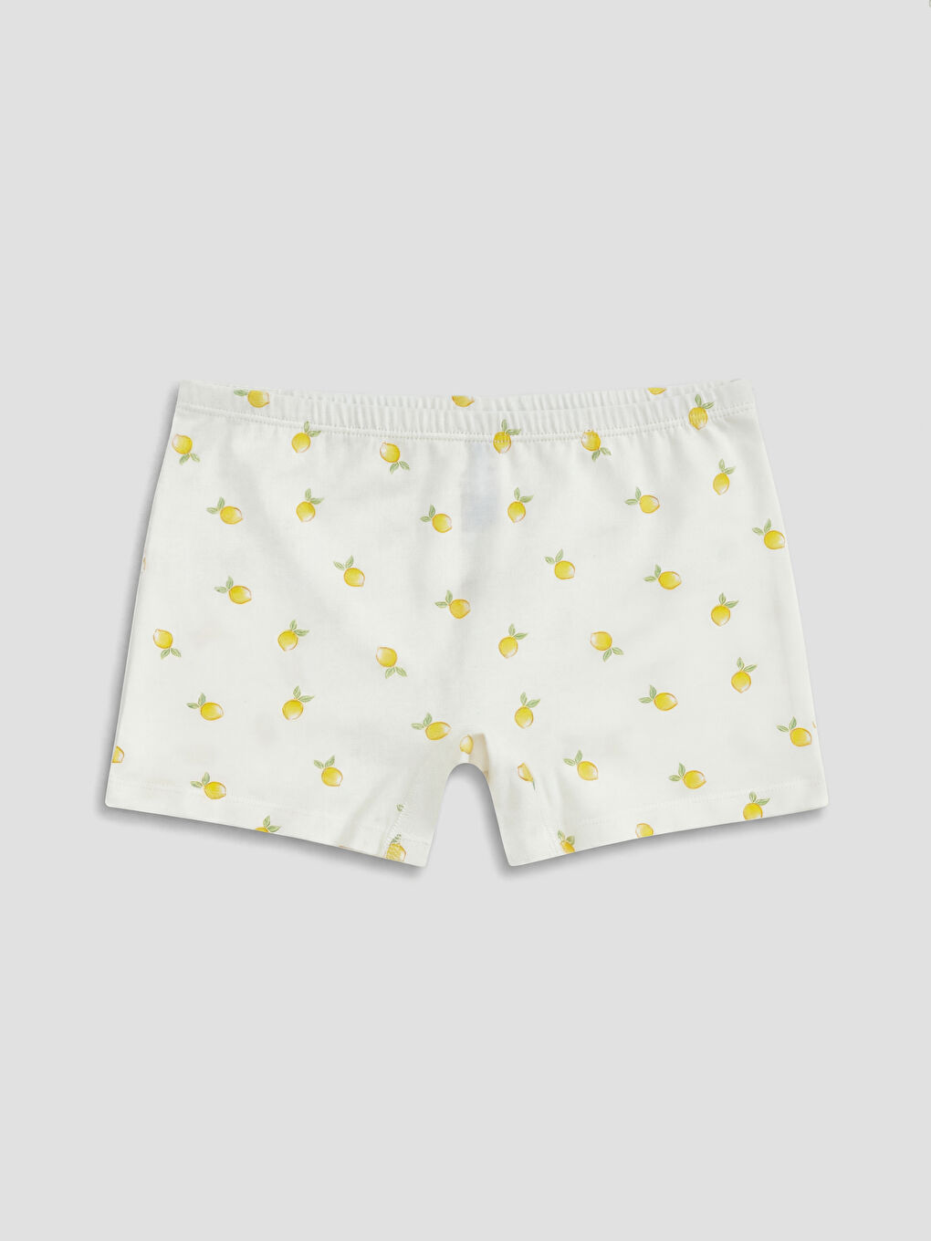 Bej Baskılı Kız Çocuk Boxer 3'lü-4