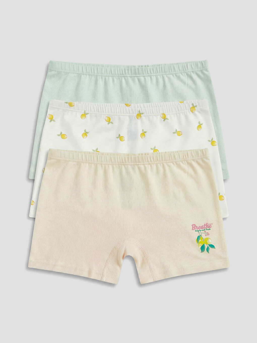 Bej Baskılı Kız Çocuk Boxer 3'lü-5