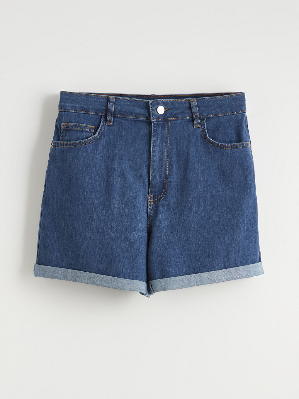 İndigo Mom Fit Kadın Jean Şort-4