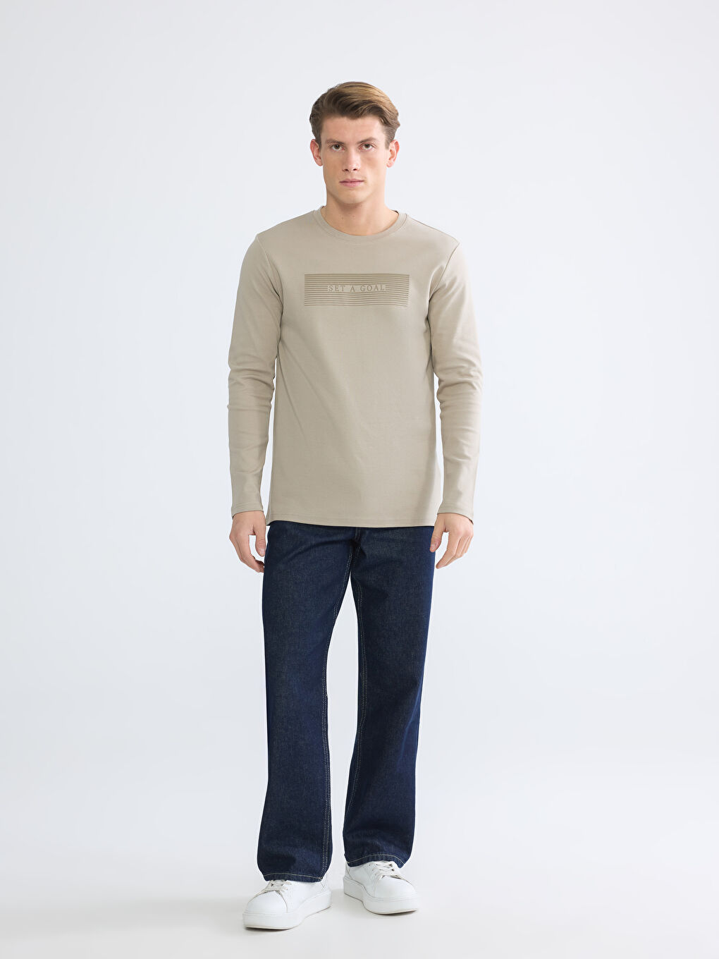 Sweat-shirt à col rond imprimé pour homme-1