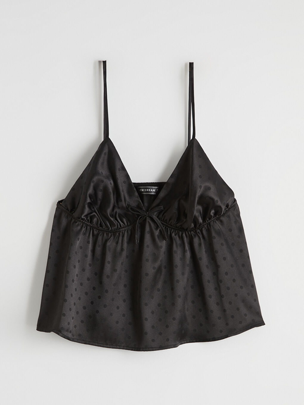 Siyah İp Askılı Puantiyeli Kadın Şortlu Pijama Takımı-2