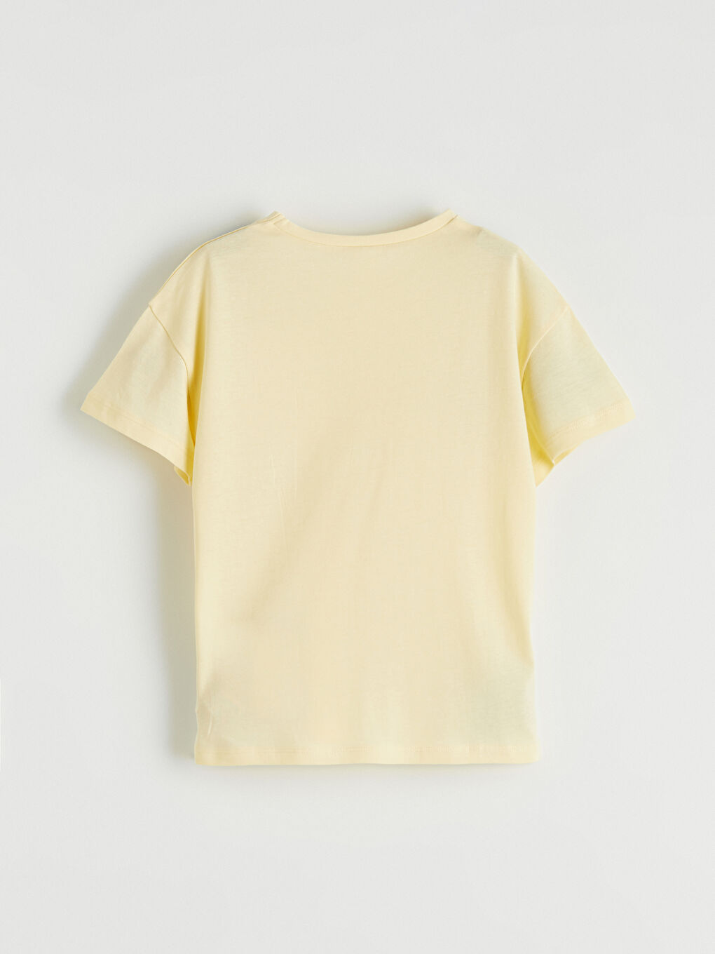 Sarı Bisiklet Yaka Kalp Detaylı Kız Çocuk Tişört	-2