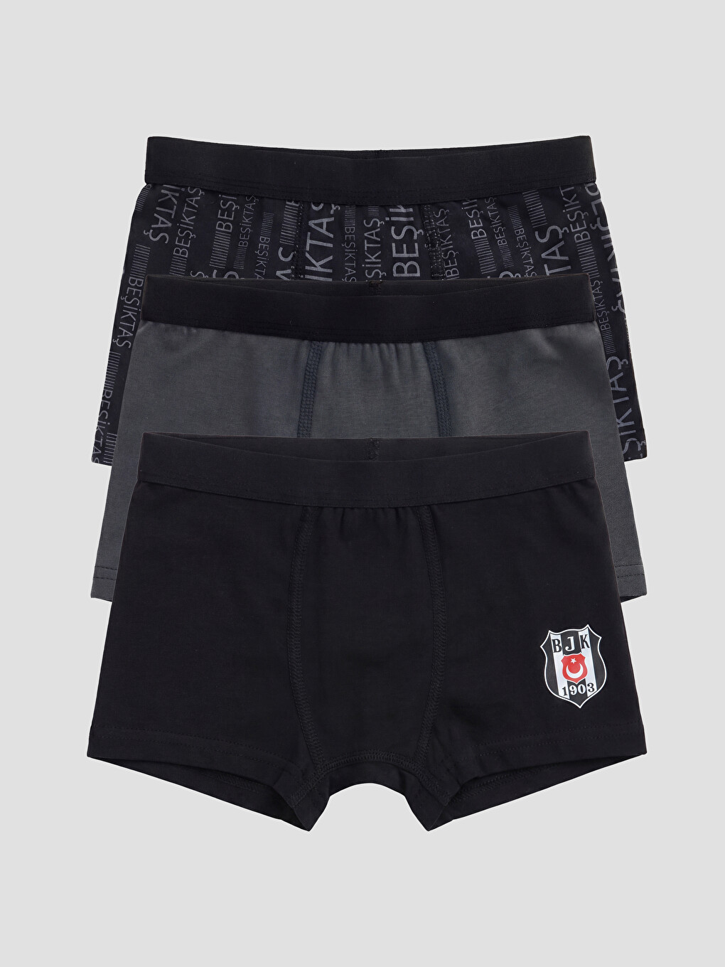 Siyah Beşiktaş Lisanslı Erkek Çocuk Boxer 3'lü-4