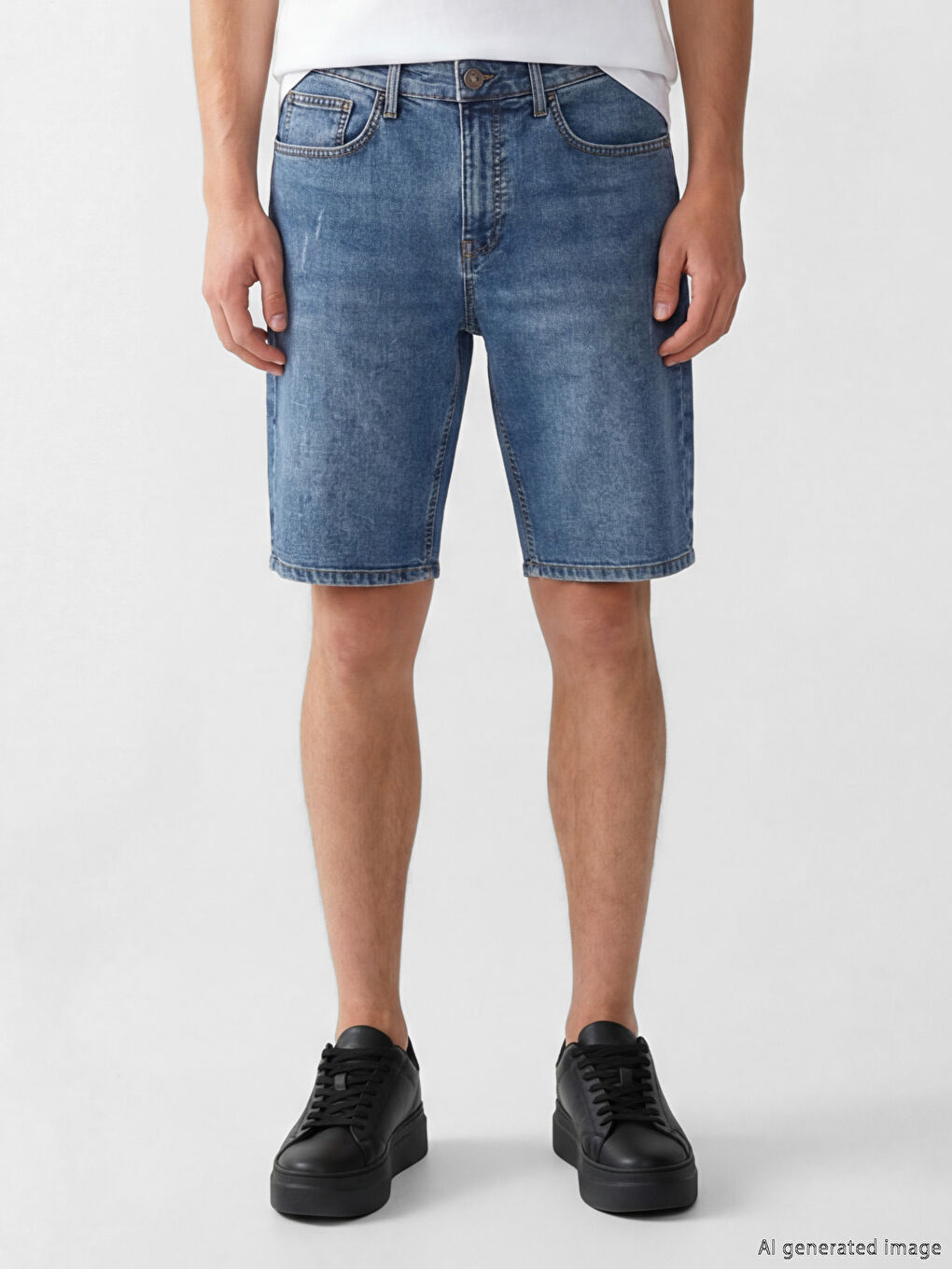 Мъж Индиго Къси дънкови панталони-1