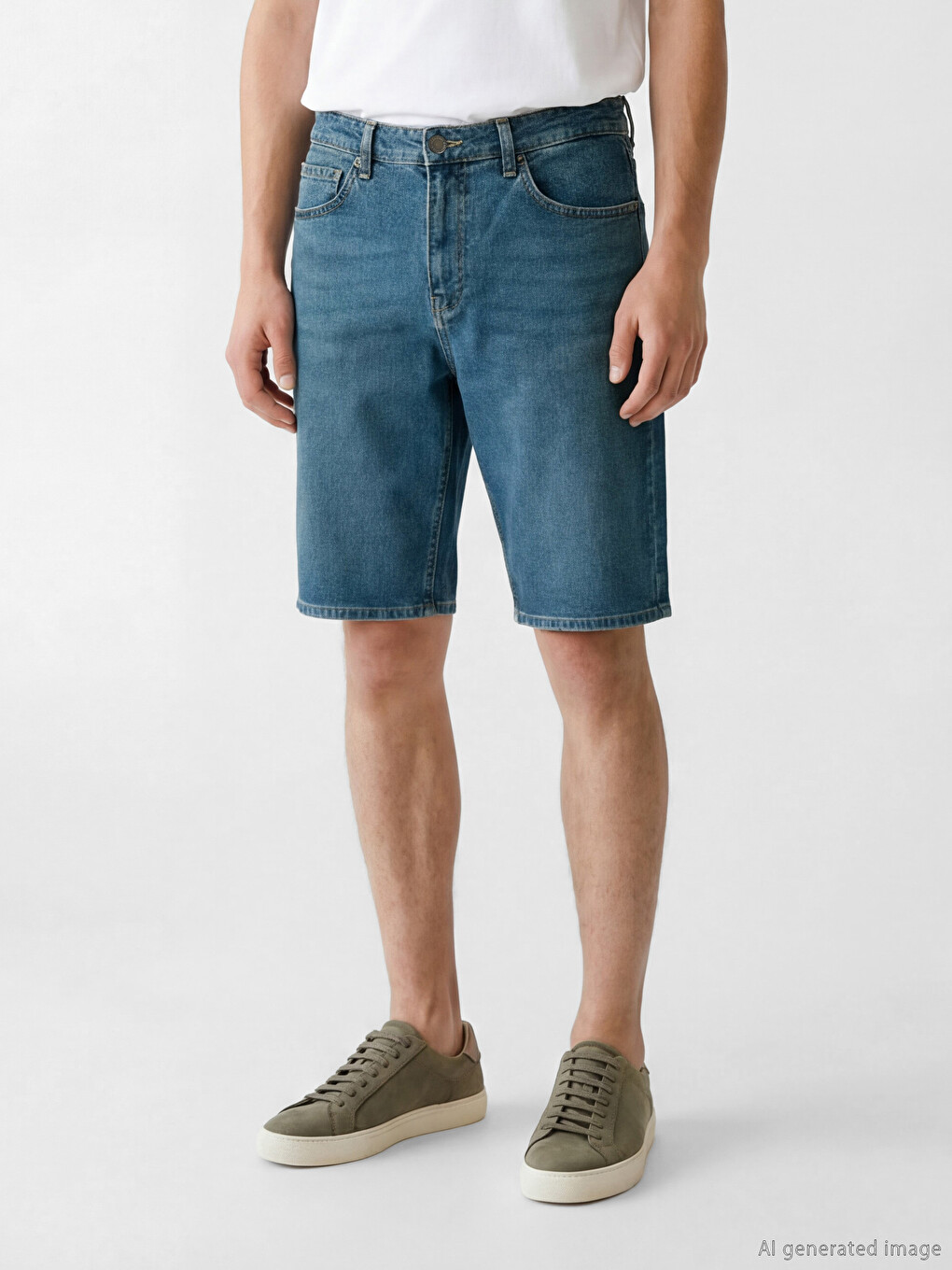 Pantaloni Scurți Din Denim Regular Fit Pentru Bărbați-1
