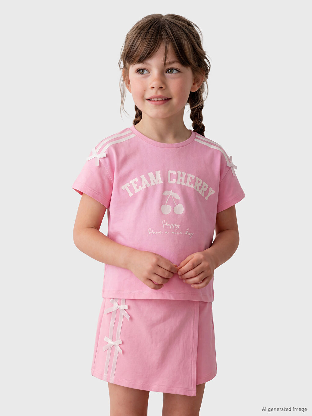 Girls' Bow Detailed T-Shirt