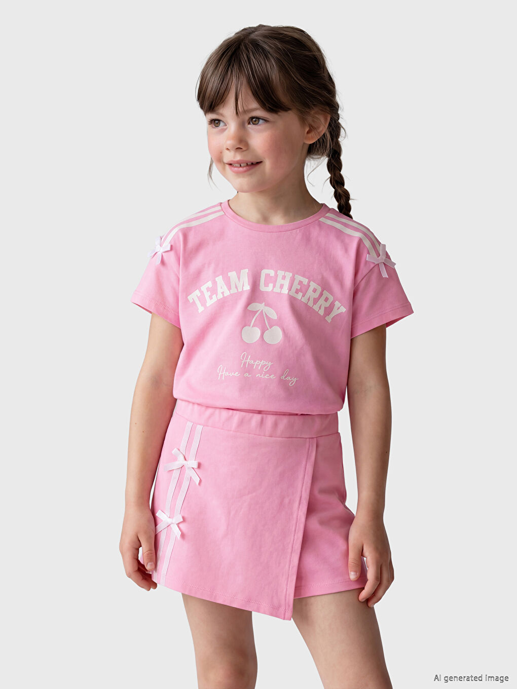 Girls' Bow Detailed T-Shirt-1