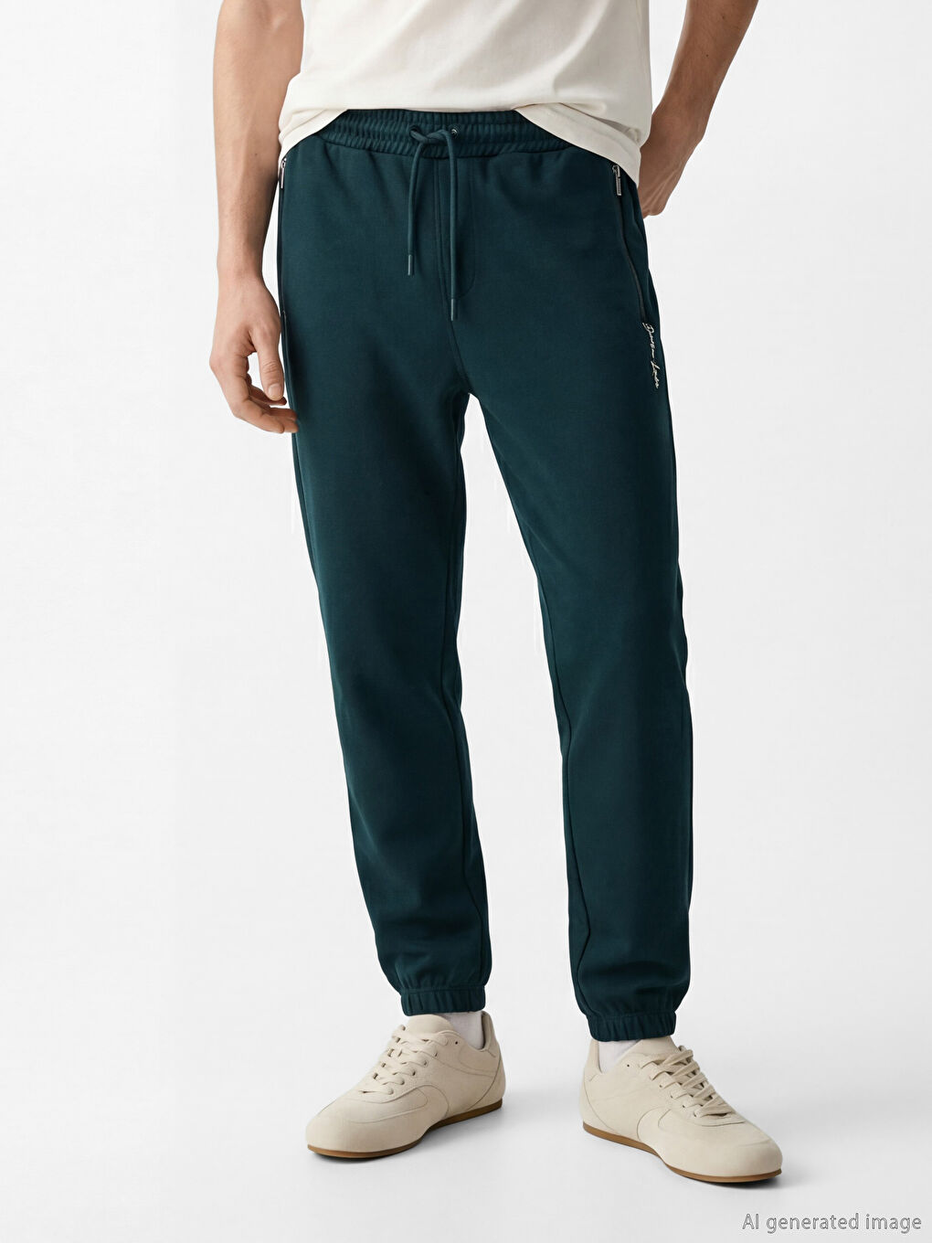 Petrol Standart Kalıp Erkek Eşofman Altı-1