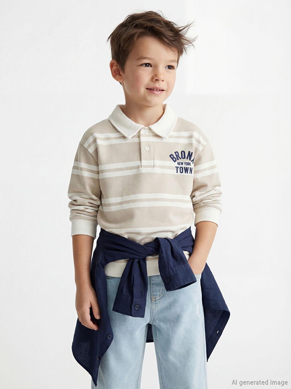 Полосатый свитшот с водолазкой для мальчиков