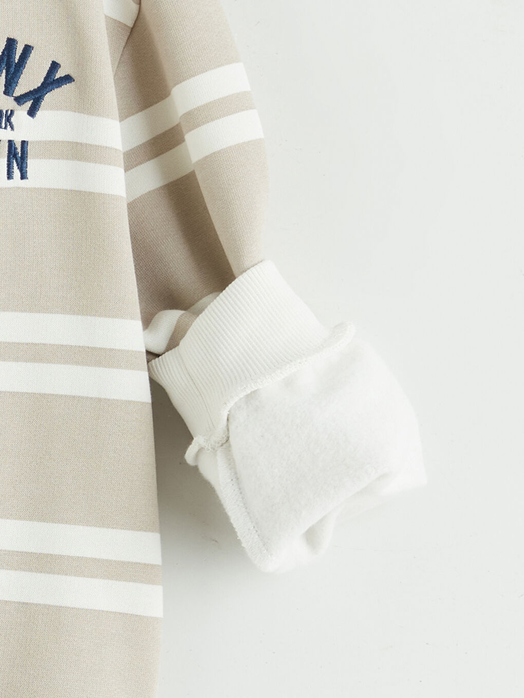 Gri Polo Yaka Çizgili Erkek Çocuk Kalın Sweatshirt-2