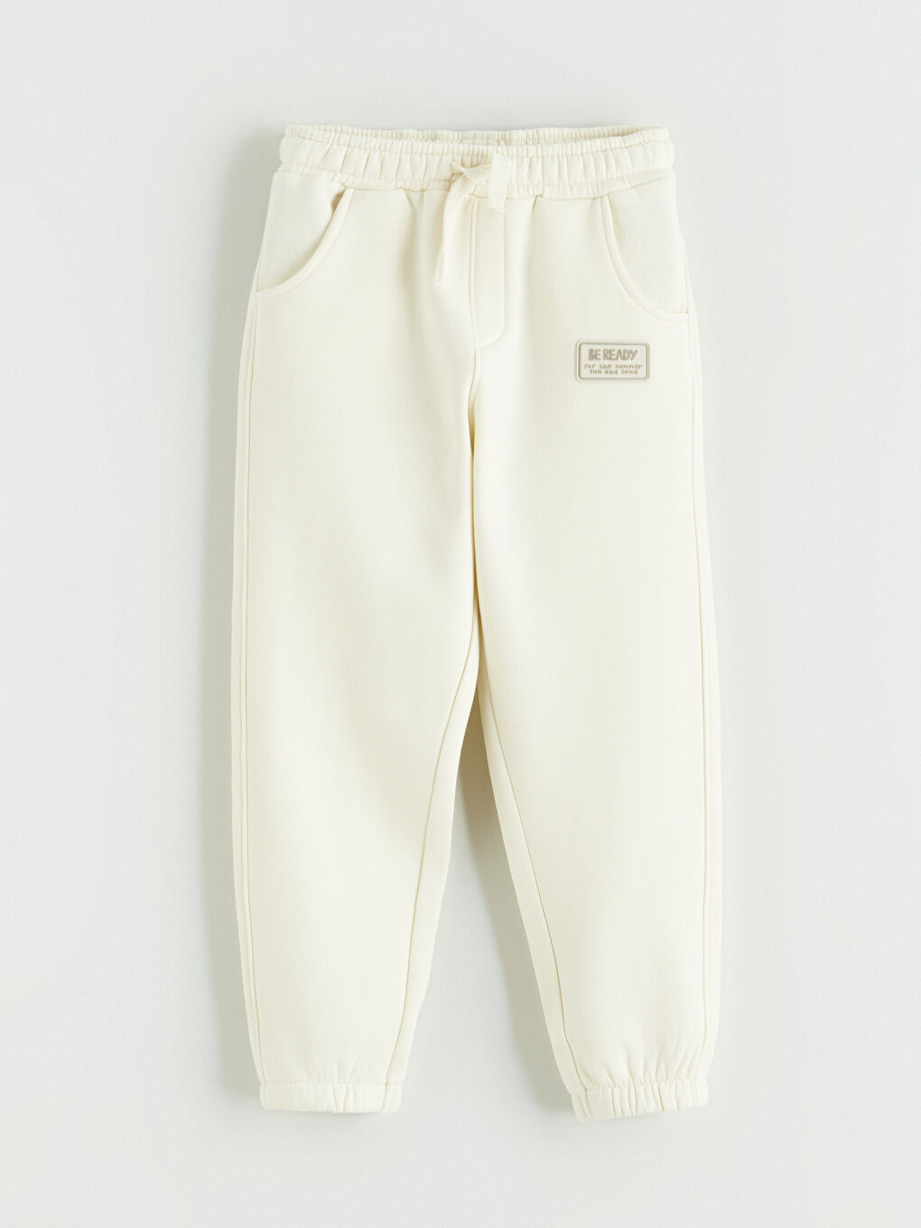 Bej Nakışlı Erkek Çocuk Kalın Jogger Eşofman Altı