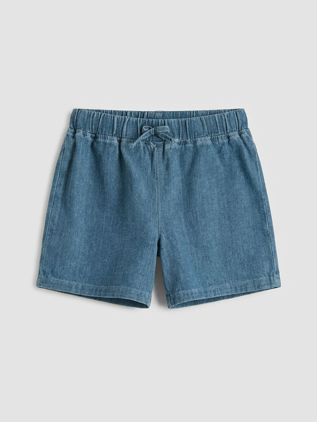 İndigo Beli Lastikli Kız Çocuk Jean Şort