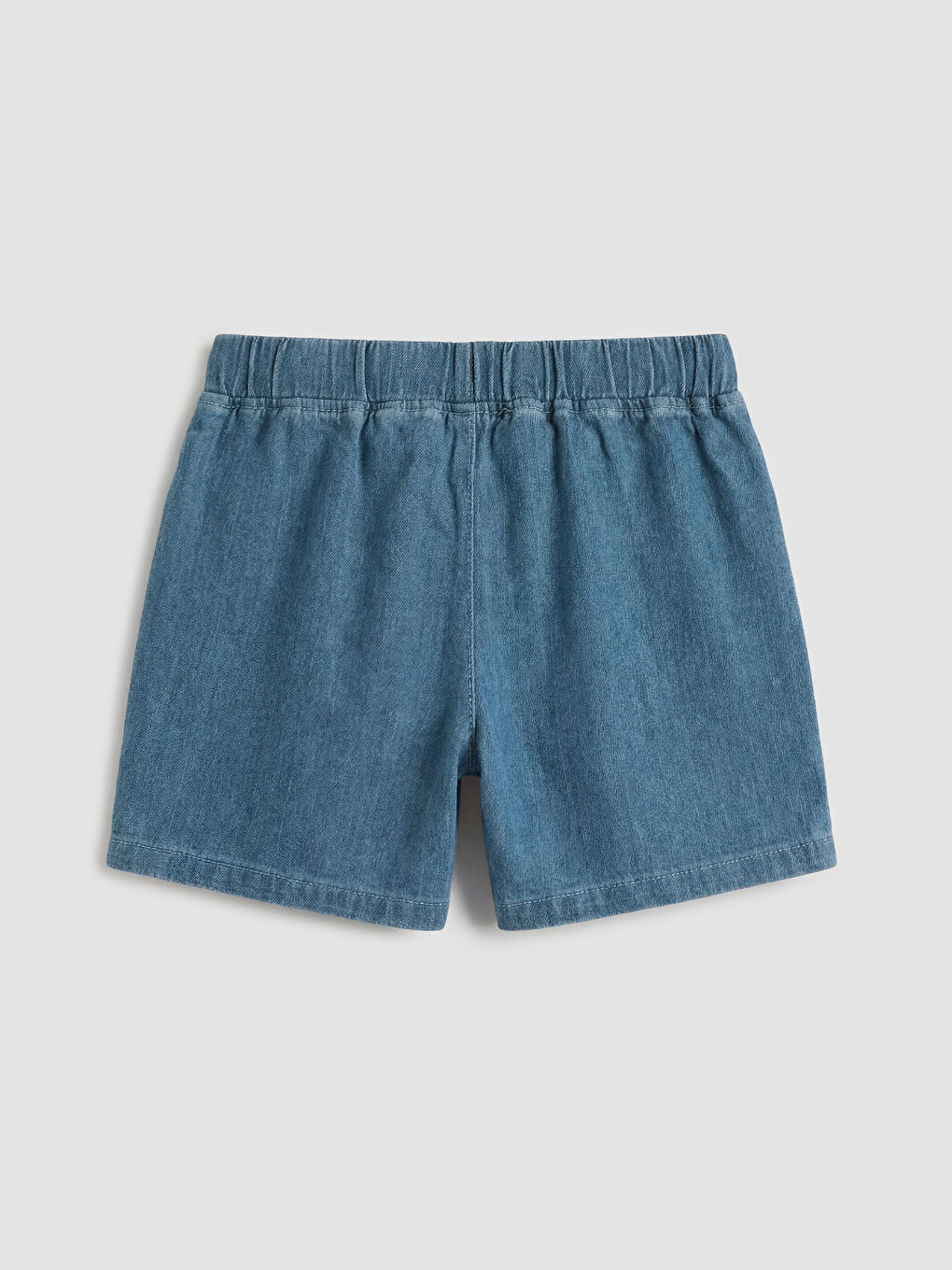 İndigo Beli Lastikli Kız Çocuk Jean Şort-1