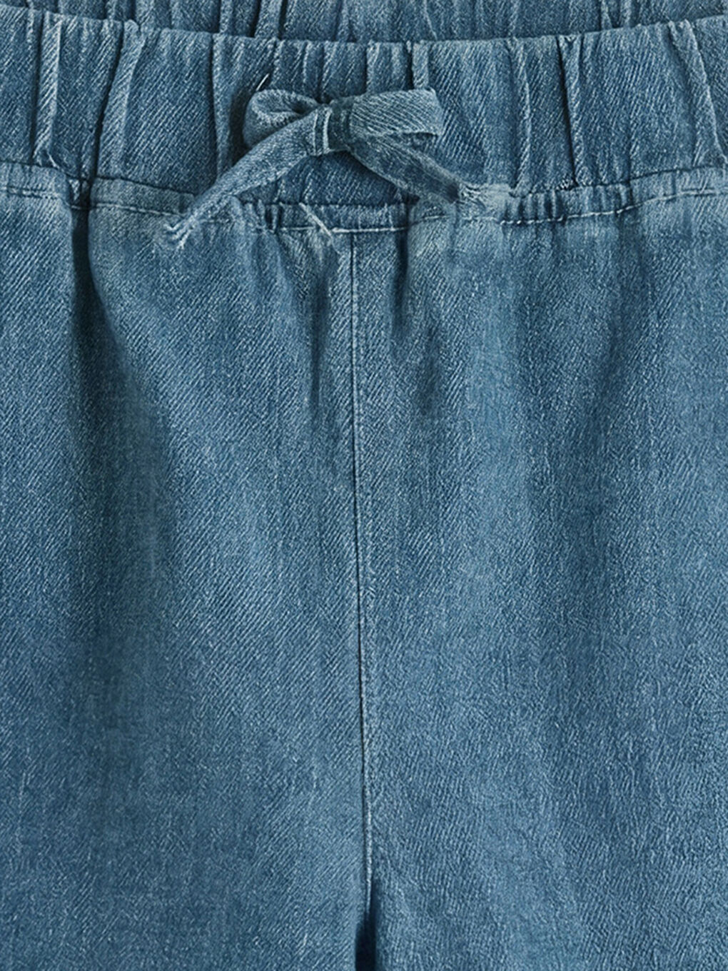 İndigo Beli Lastikli Kız Çocuk Jean Şort-2