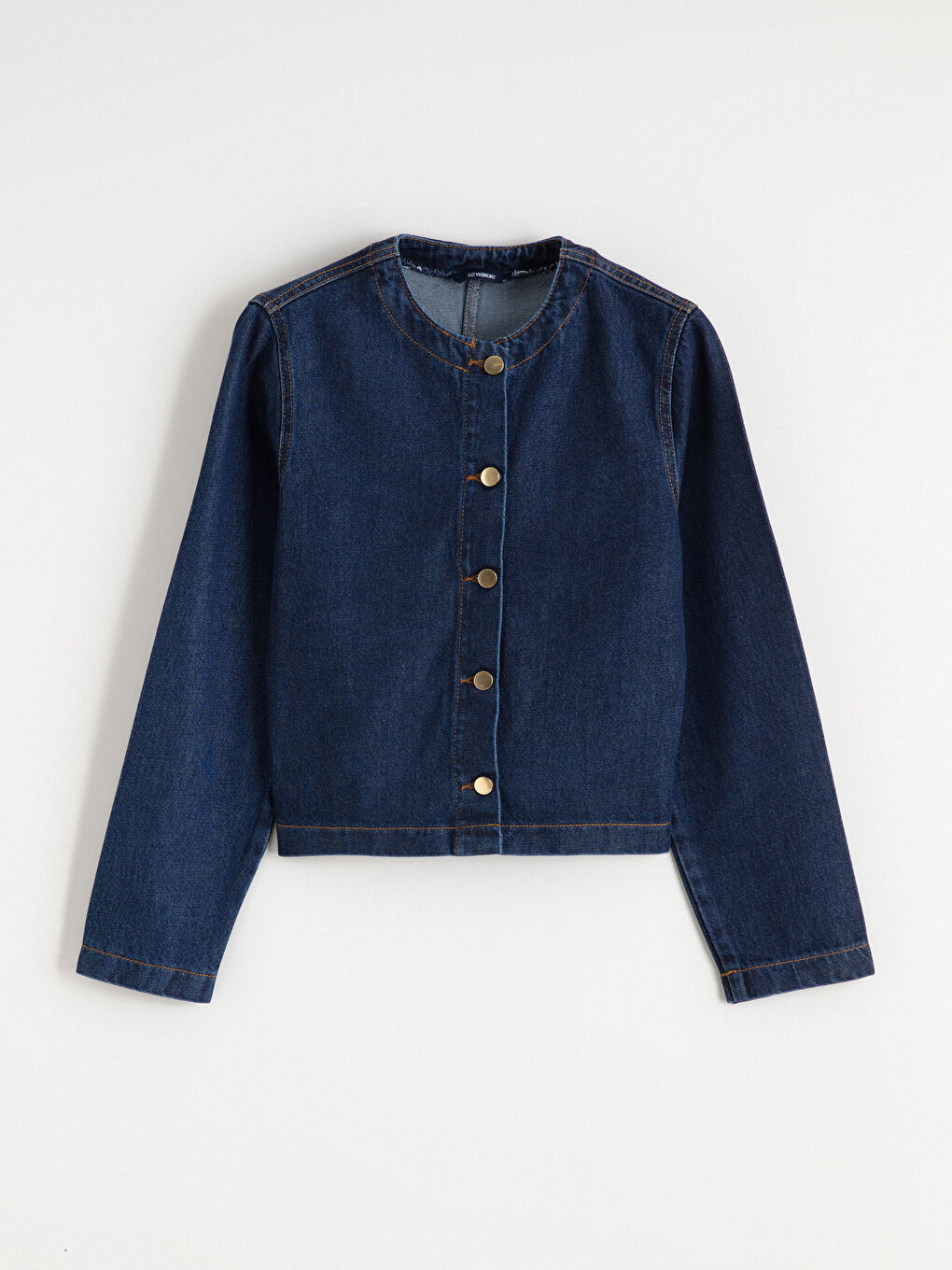 İndigo Bisiklet Yaka Kadın Jean Ceket-4