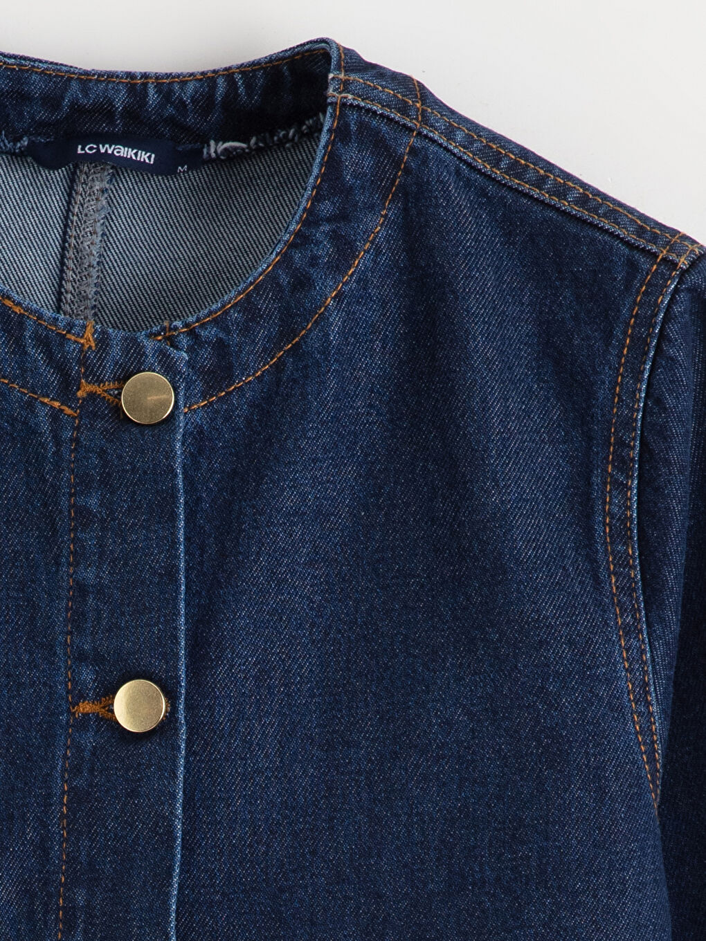 İndigo Bisiklet Yaka Kadın Jean Ceket-5