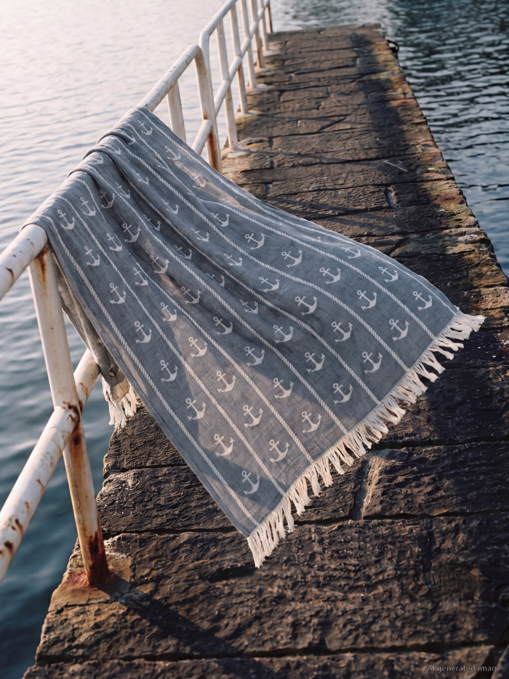 Anchor Patterned Peshtemal Towel 90x165 Cm
