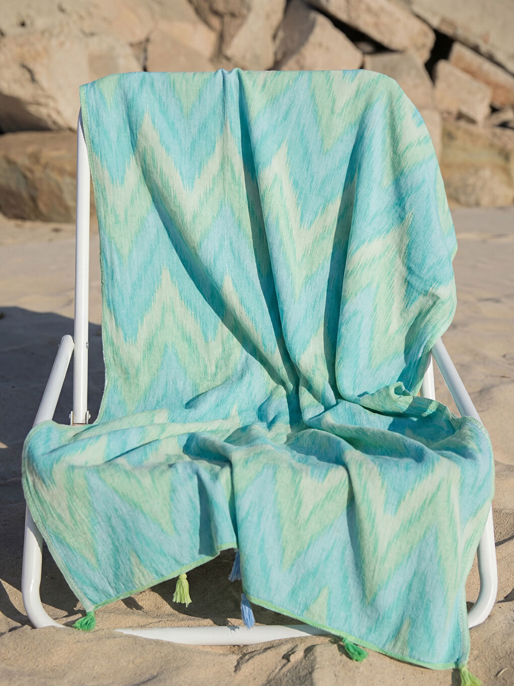 Karışık Püsküllü Peştamal Plaj Havlusu 90x165 cm