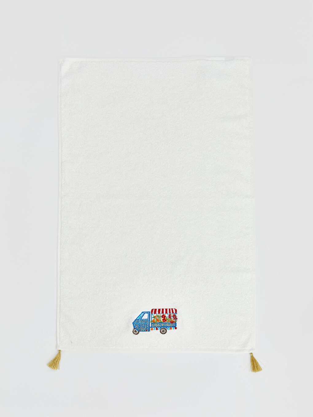 Ekru Nakışlı Pamuklu Yüz Havlusu 50x80 cm-2