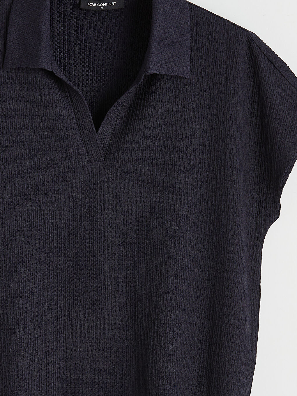 Polo Neck Textured Women's T-Shirt-6