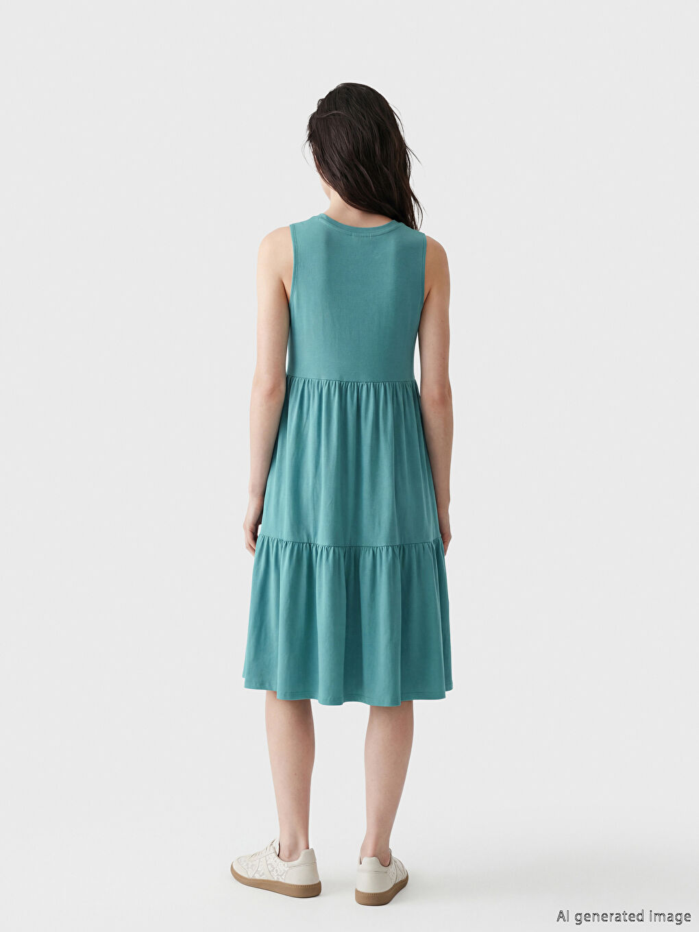 дөңгелек жағалы қабатталған көйлек-1