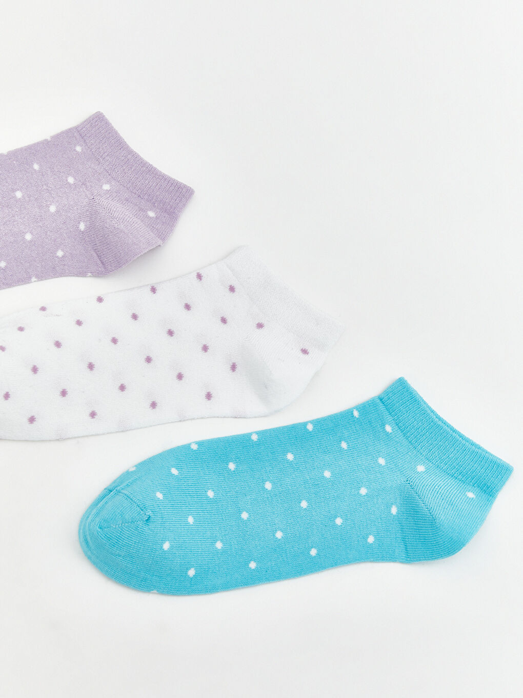 Pembe Puantiyeli Kız Çocuk Patik Çorap 3'lü-1