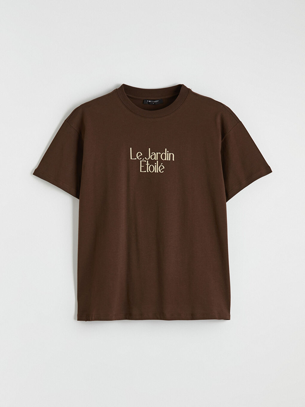 Kahverengi Bisiklet Yaka Baskılı Kadın Tişört