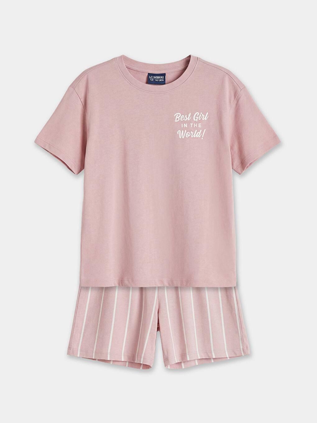 Pembe Bisiklet Yaka Baskılı Kız Çocuk Pijama Takım