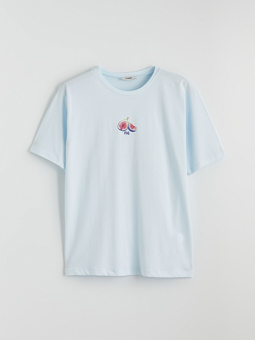 Mavi Bisiklet Yaka Baskılı Oversize Kadın Tişört