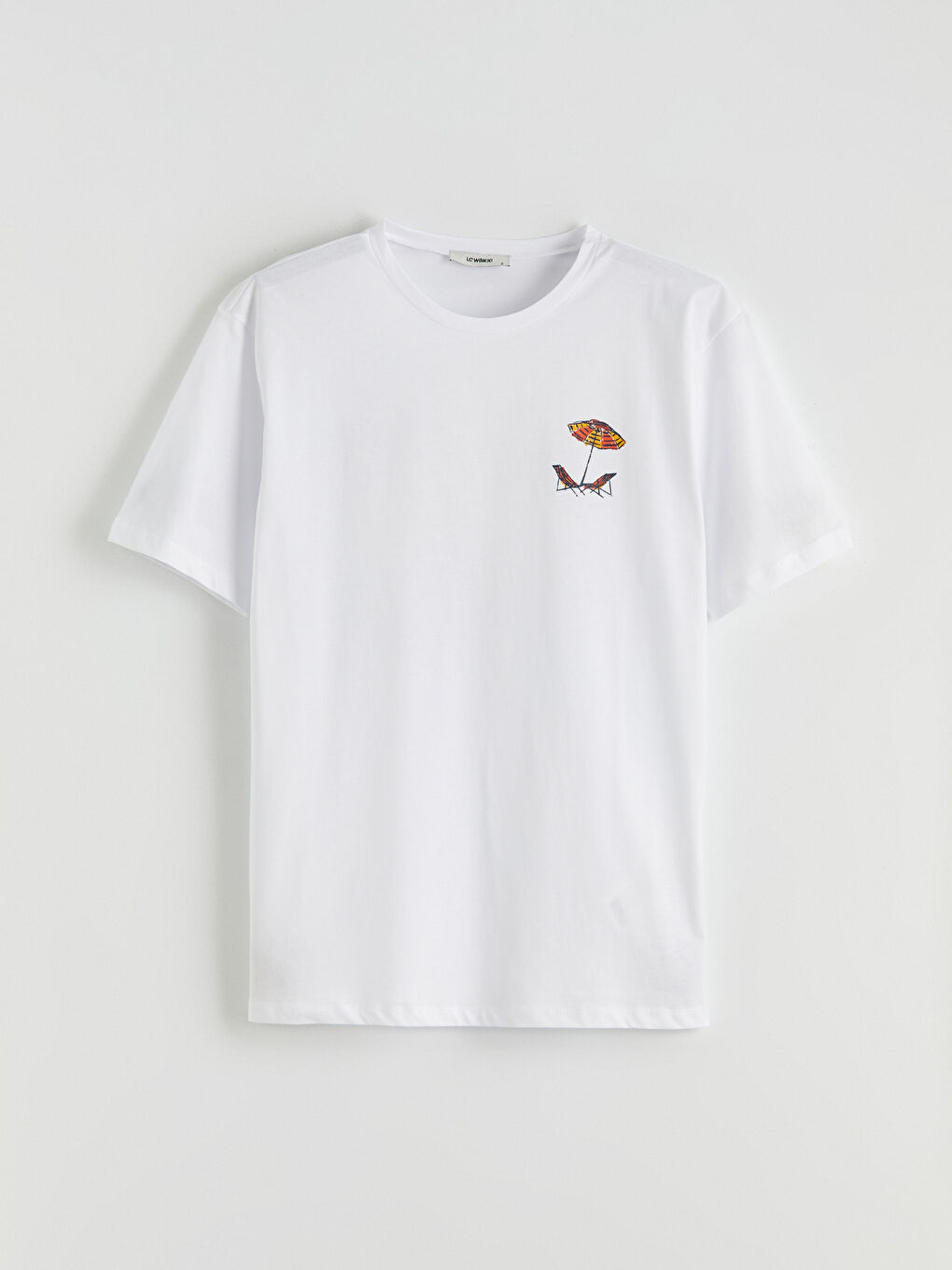 Beyaz Bisiklet Yaka Baskılı Oversize Kadın Tişört-4