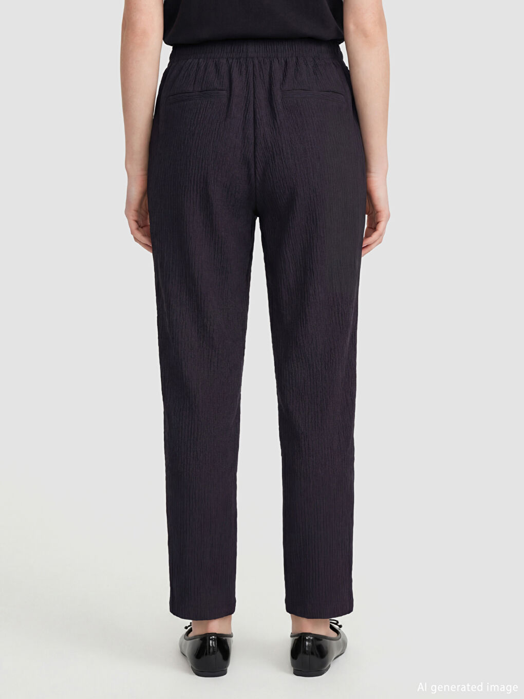 Elastic Waist Textured Women's Trousers-3