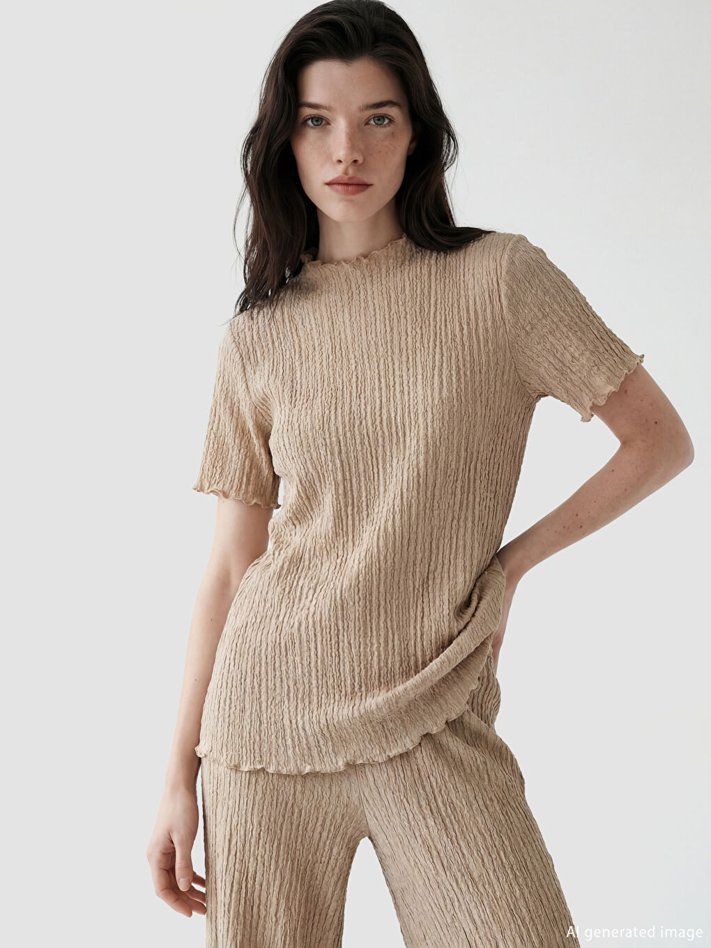 Žena BEŽ Majica kratkih rukava