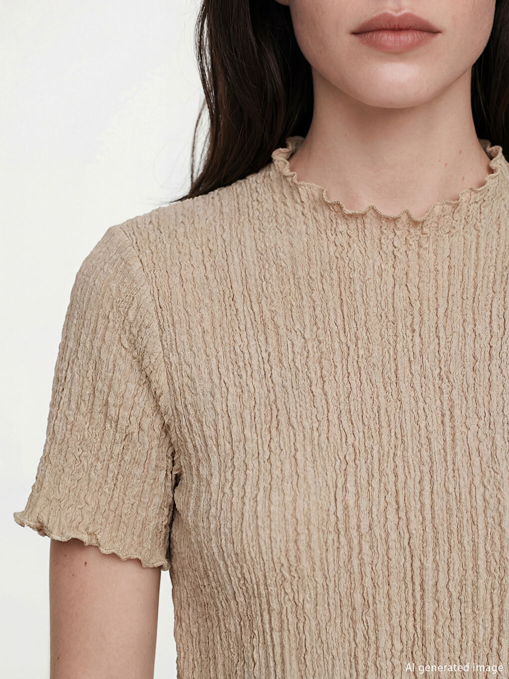 Žena BEŽ Majica kratkih rukava-2