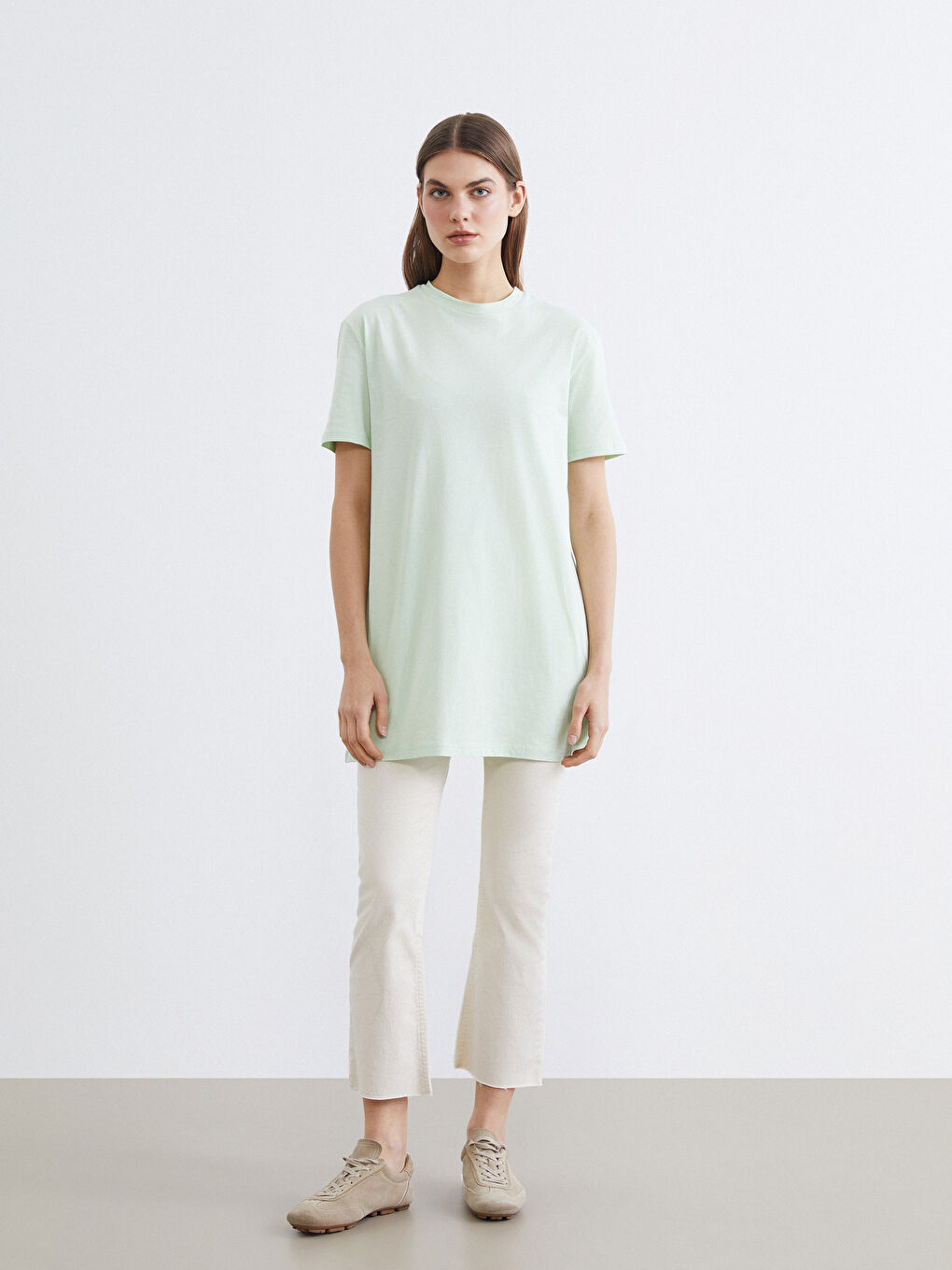 Yeşil Bisiklet Yaka Kadın Tunik-1