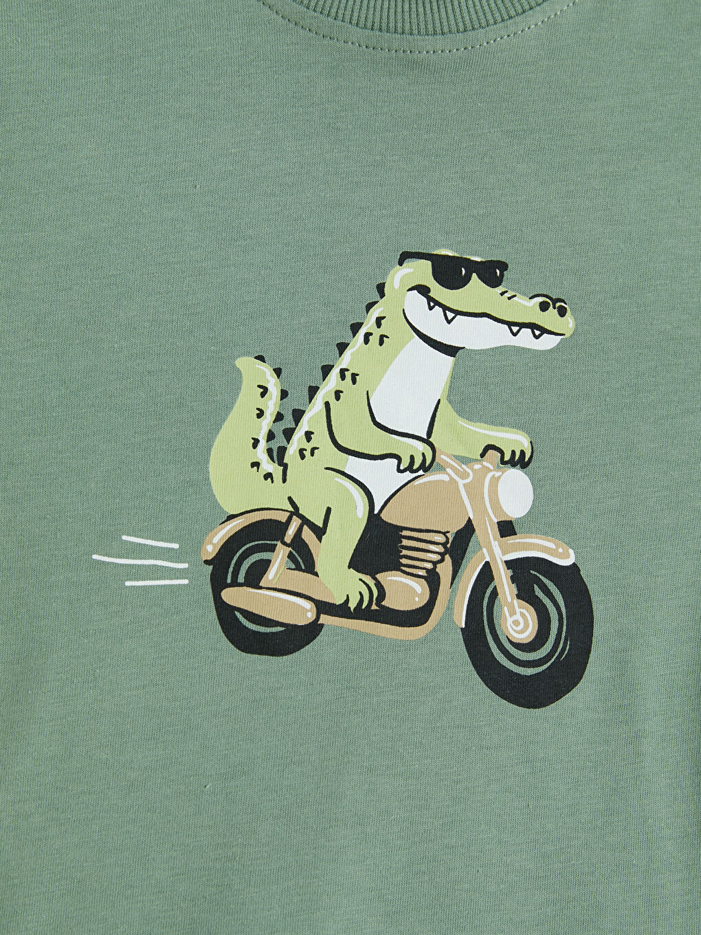 Yeşil Bisiklet Yaka Baskılı Erkek Çocuk Tişört-2