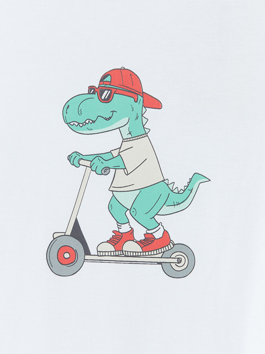 Beyaz Bisiklet Yaka Baskılı Erkek Çocuk Tişört-2