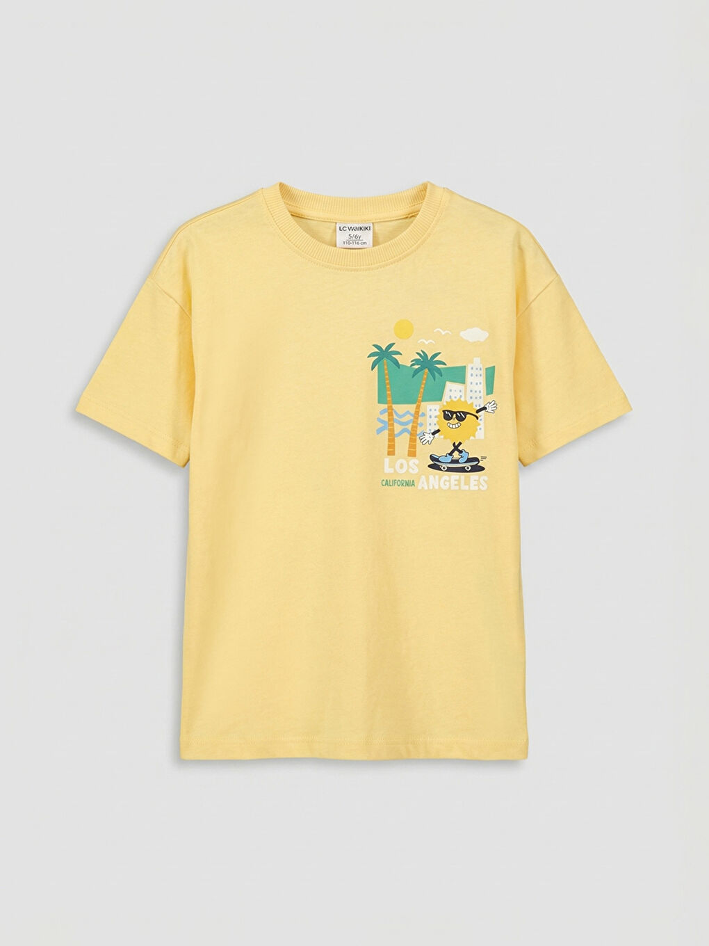 Sarı Los Angeles Baskılı Penye Erkek Çocuk Tişört-1