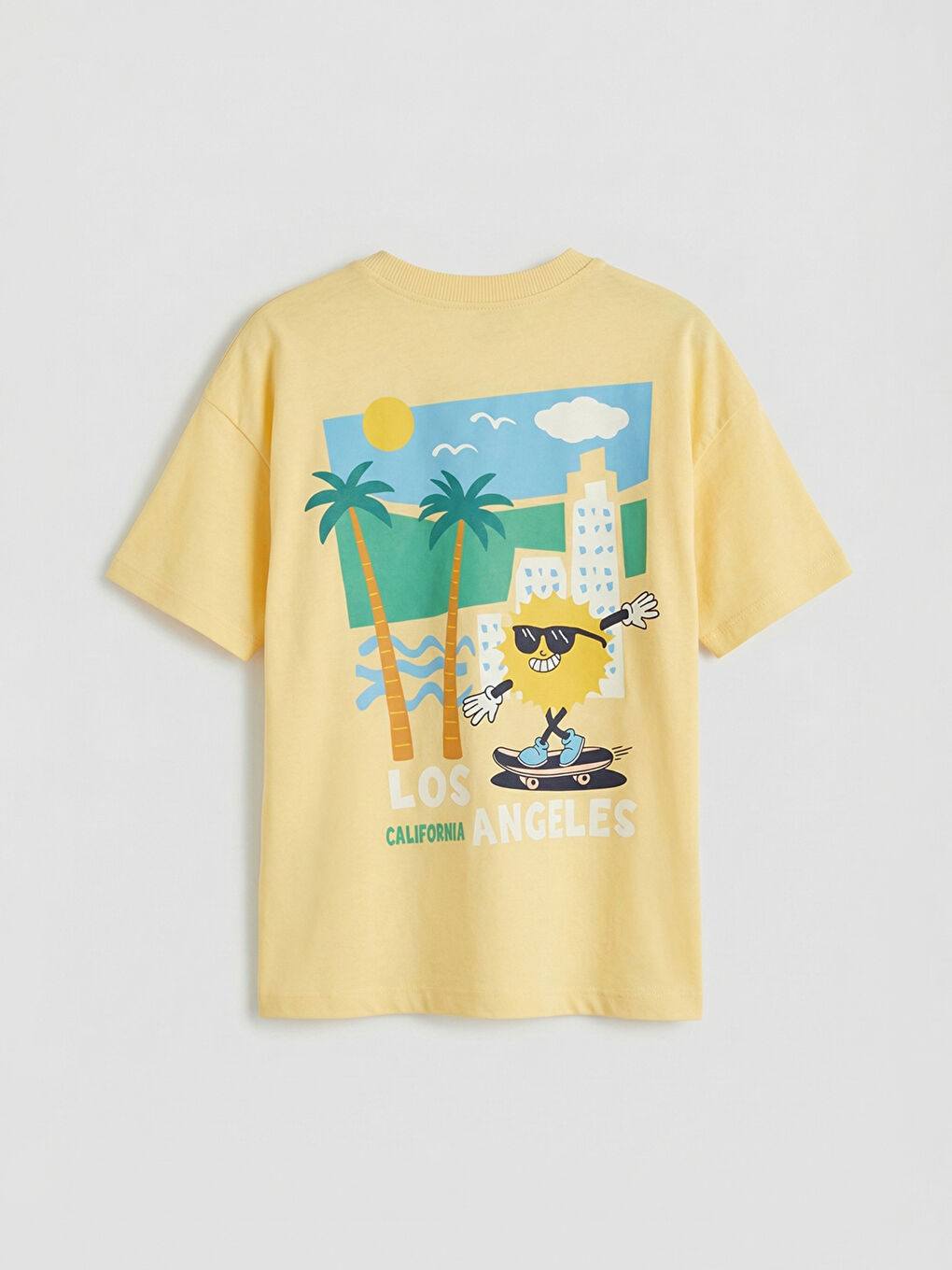 Sarı Los Angeles Baskılı Penye Erkek Çocuk Tişört-2