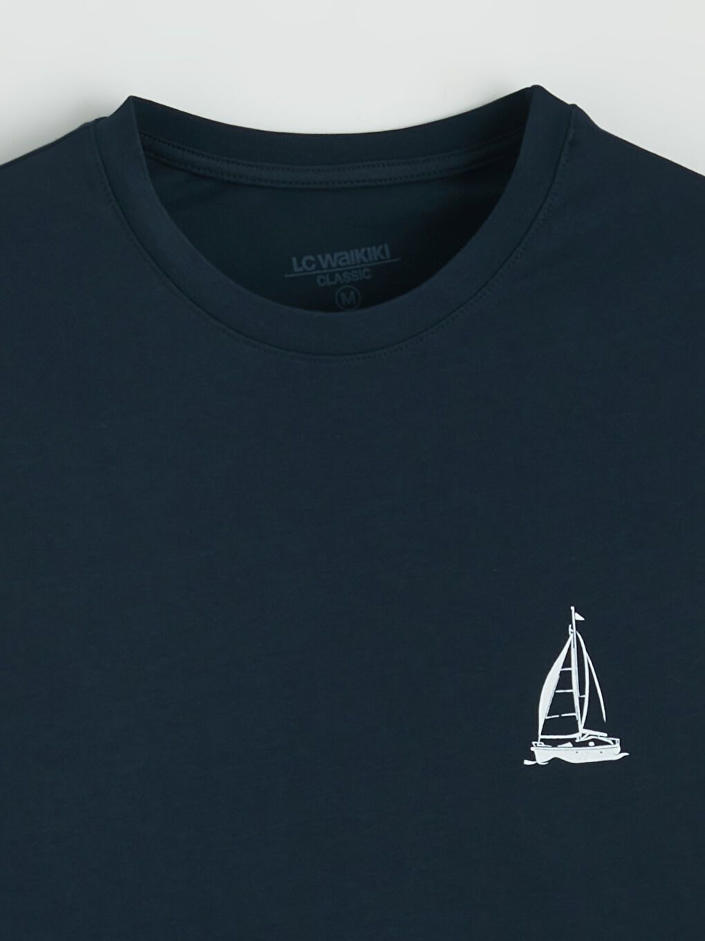 Lacivert Bisiklet Yaka Baskılı Erkek Kolsuz Tişört-1